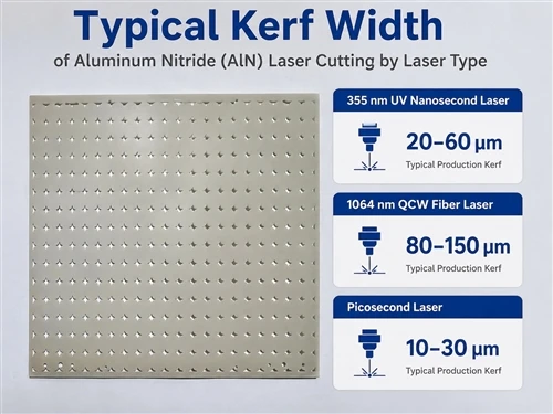 Typical Kerf Width of Aluminum Nitride (AlN) Laser Cutting by Laser Type
